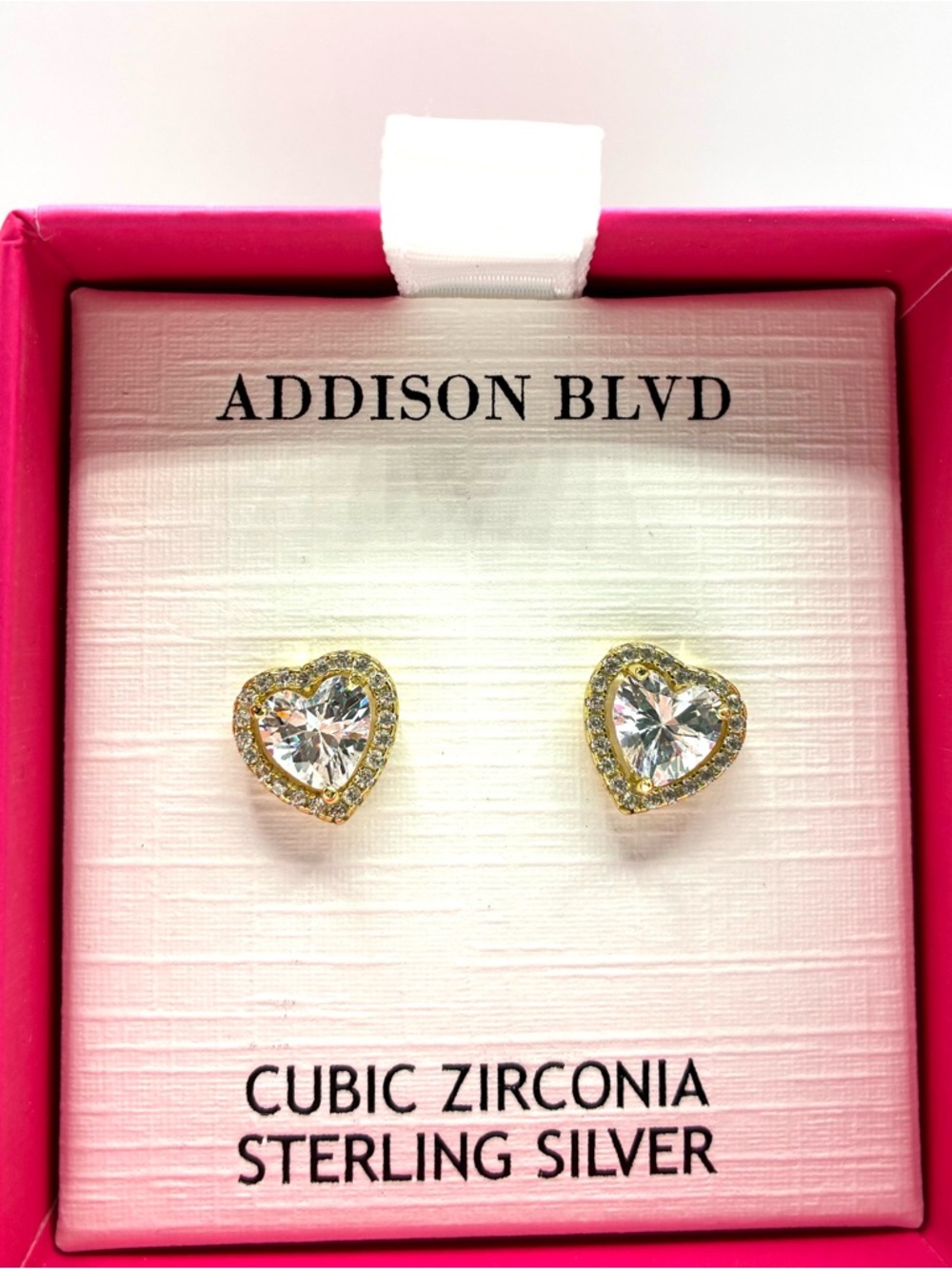Addison Blvd Gold Heart Cubic Zirconia Stud Earrings